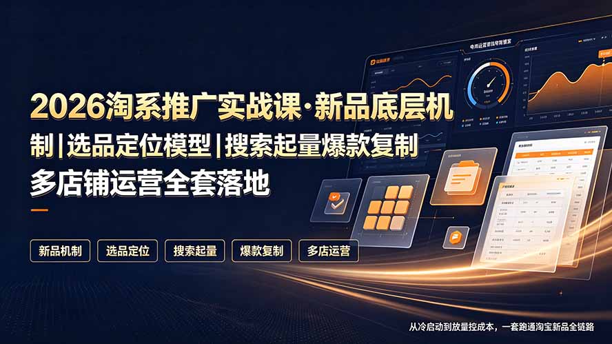 2026淘系推广实战课·新品底层机制｜选品定位模型｜搜索起量爆款复制多店铺运营全套落地教程-网创项目总站