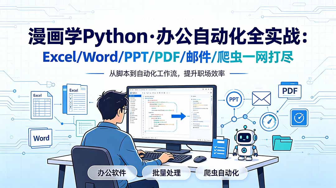 漫画学Python·办公自动化全实战：Excel/Word/PPT/PDF/邮件/爬虫一网打尽-网创项目总站