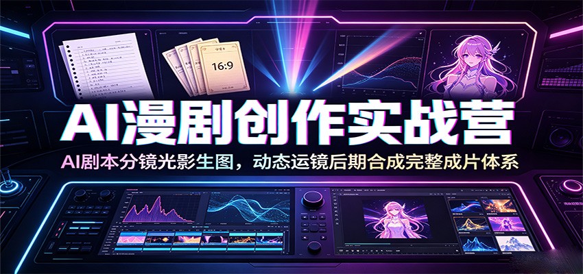 AI漫剧创作实战营：AI剧本分镜光影生图，动态运镜后期合成完整成片体系-网创项目总站