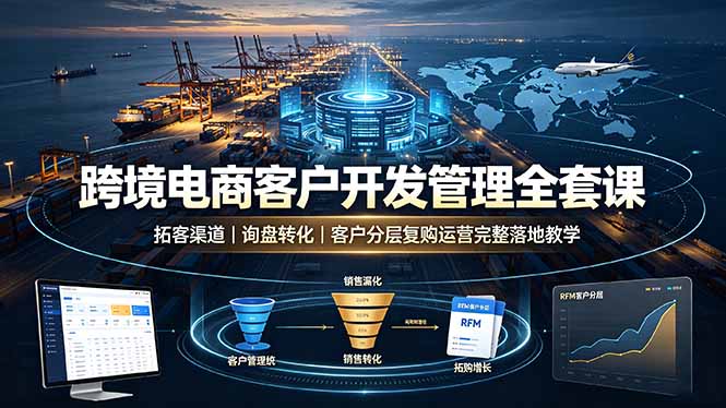 跨境电商客户开发管理全套课·拓客渠道|询盘转化|客户分层复购运营完整落地教学-网创项目总站