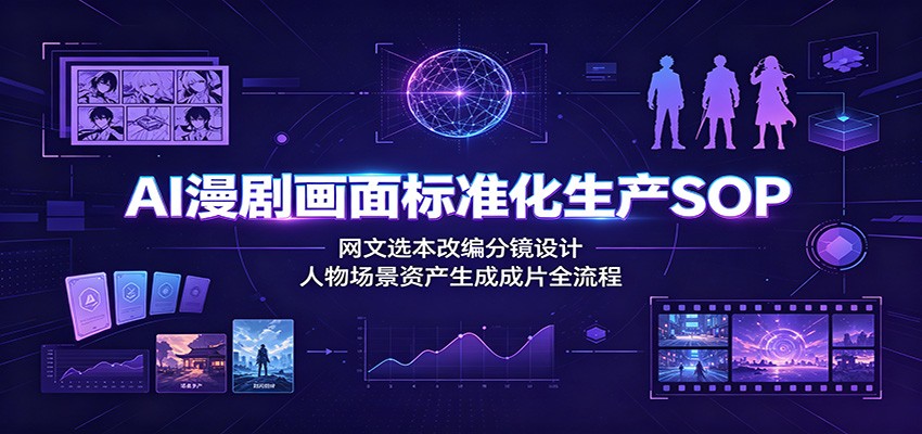 AI漫剧画面标准化生产SOP:网文选本改编分镜设计,人物场景资产生成成片全流程-网创项目总站