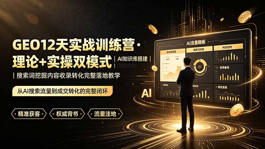 GEO12天实战训练营·理论+实操双模式|AI知识库搭建|搜索词挖掘内容收录转化完整落地教学-网创项目总站