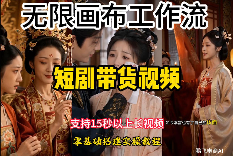 无限画布工作流制作短剧带货视频支持制作15秒以上视频,实操搭建教学,看完教程小白也能轻松搭建-网创项目总站
