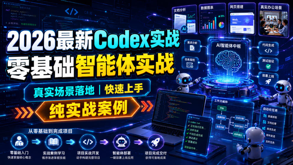 2026最新Codex实战零基础智能体实战,真实场景落地,快速上手,纯实战案例-网创项目总站