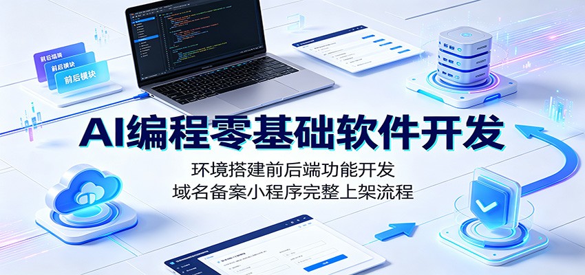 AI编程零基础软件开发:环境搭建前后端功能开发,域名备案小程序完整上架流程-网创项目总站