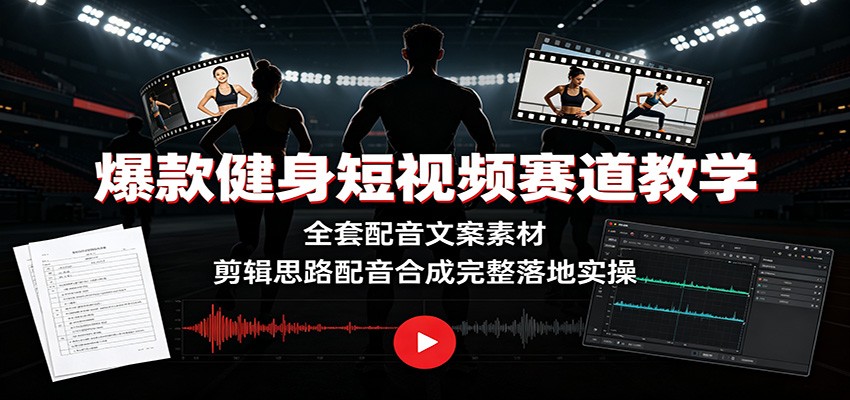 爆款健身短视频赛道教学：全套配音文案素材，剪辑思路配音合成完整落地实操-网创项目总站