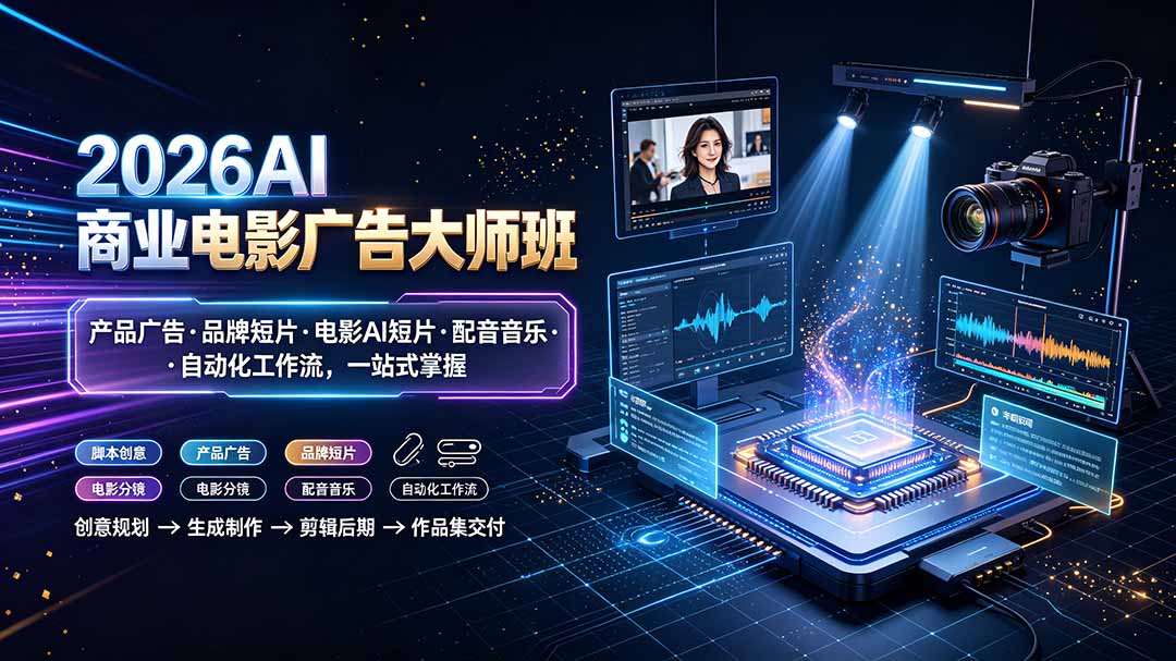 2026AI商业电影广告大师班：产品广告·品牌短片·电影AI短片·配音音乐·自动化工作流，一站式掌握-网创项目总站