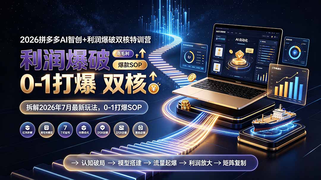 2026拼多多AI智创+利润爆破双核特训营-拆解2026年7月最新玩法,0-1打爆SOP-网创项目总站