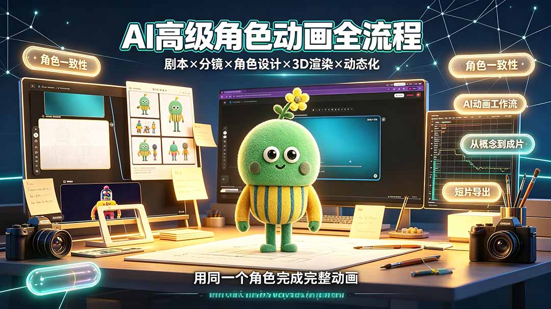 AI高级角色动画全流程:剧本×分镜×角色设计×3D渲染×动态化,从概念到成片一站式教学-网创项目总站