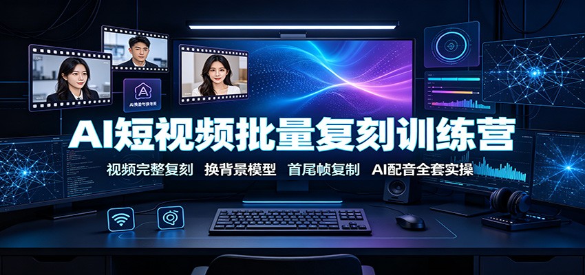 AI短视频批量复刻训练营:视频完整复刻,换背景模型、首尾帧复制、AI配音全套实操-网创项目总站