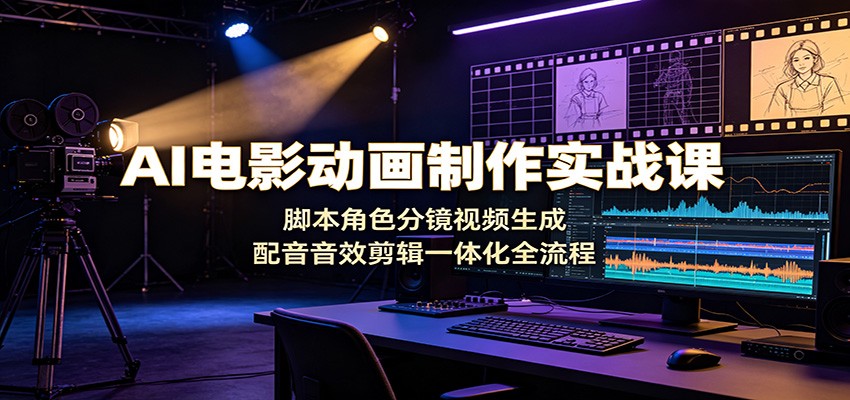 AI电影动画制作实战课:脚本角色分镜视频生成,配音音效剪辑一体化全流程-网创项目总站