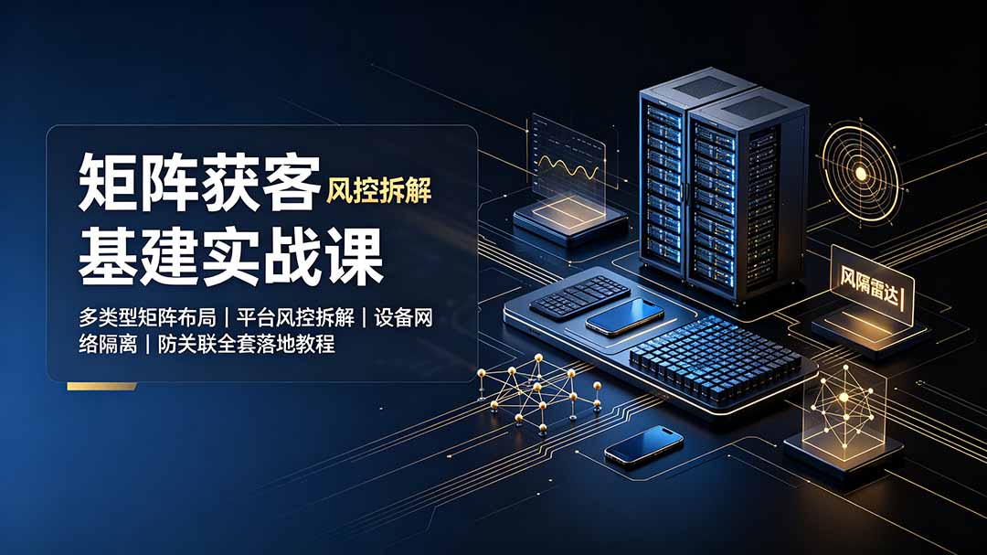 矩阵获客基建实战课：多类型矩阵布局｜平台风控拆解｜设备网络隔离｜防关联全套落地教程-网创项目总站