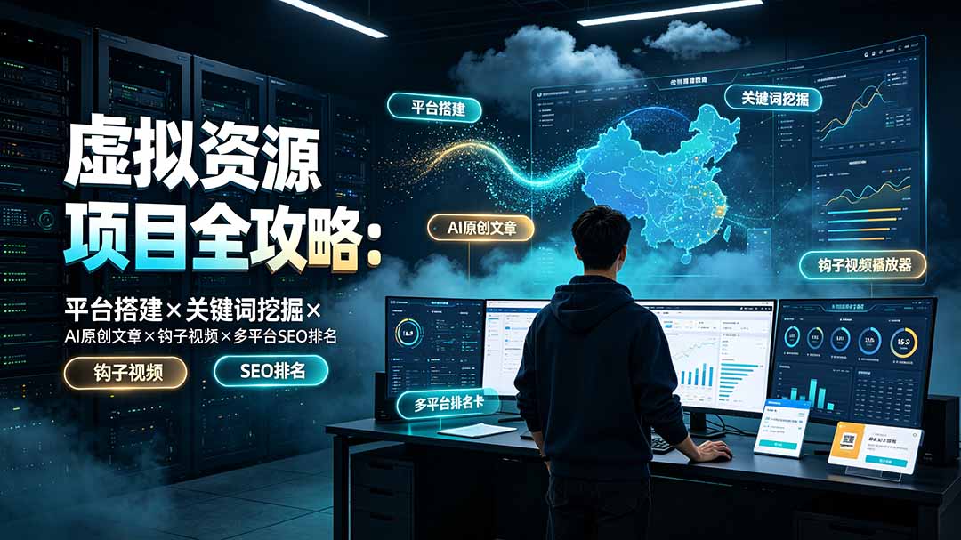 虚拟资源项目全攻略：平台搭建×关键词挖掘×AI原创文章×钩子视频×多平台SEO排名-网创项目总站