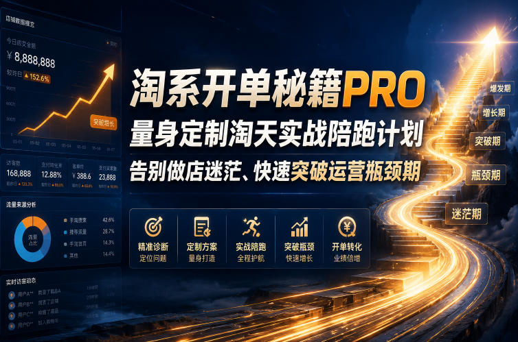 淘系开单秘籍PRO，量身定制淘天实战陪跑计划，告别做店迷茫、快速突破运营瓶颈期(20260715)-网创项目总站