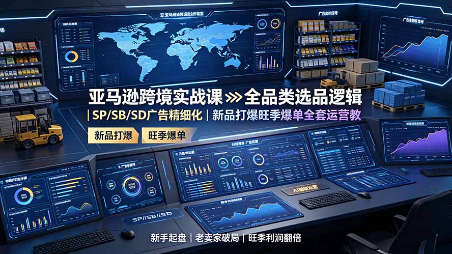 亚马逊跨境实战课：全品类选品逻辑｜SP/SB/SD广告精细化｜新品打爆旺季爆单全套运营教程-网创项目总站