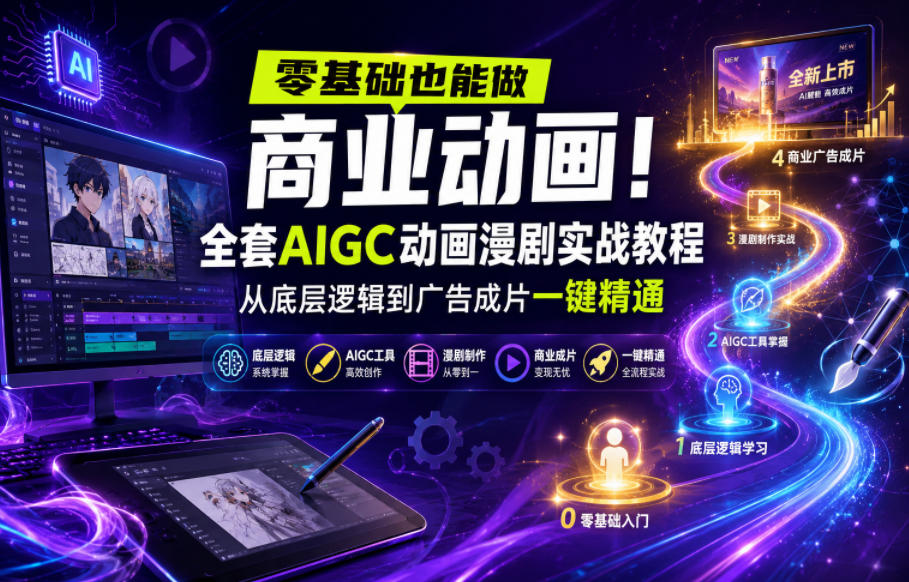 零基础也能做商业动画！全套AIGC动画漫剧实战教程，从底层逻辑到广告成片一键精通(更新0715)-网创项目总站