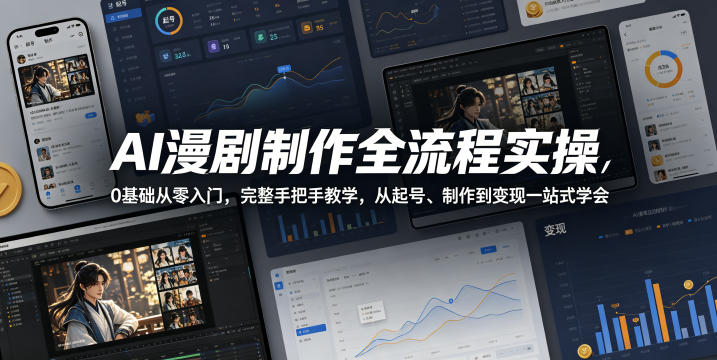 AI漫剧制作全流程实操,0基础从零入门,完整手把手教学,从起号、制作到变现一站式学会(更新)-网创项目总站