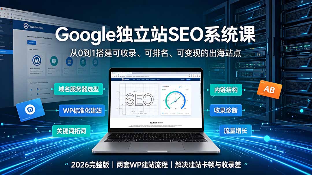 Google独立站SEO-7月系统课:出海基建×WordPress建站×AI内容生产×站内外优化×Search Console×AdSense变现-网创项目总站