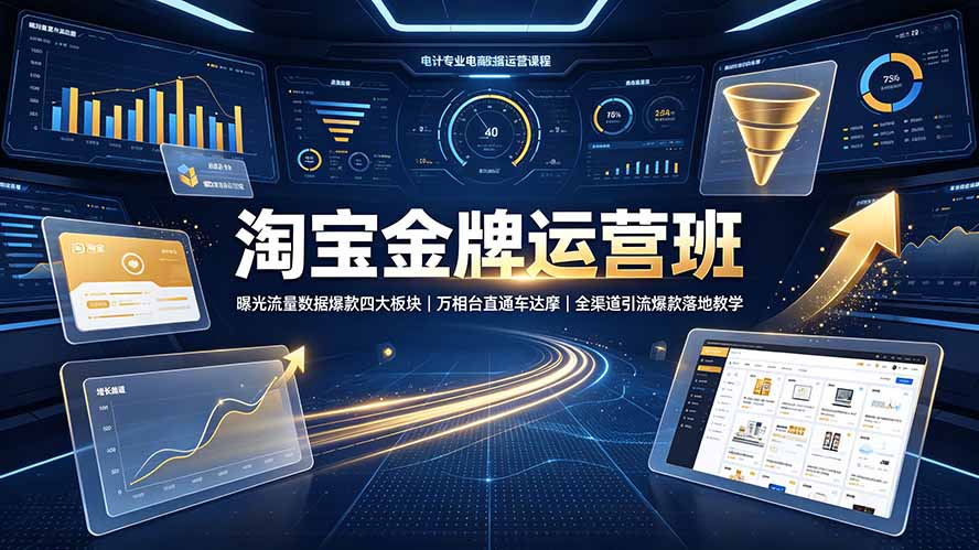 淘宝金牌运营班-7月:曝光流量数据爆款四大板块|万相台直通车达摩|全渠道引流爆款落地教学-网创项目总站