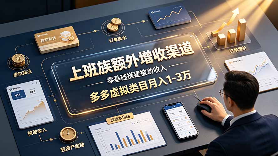 上班族额外增收渠道，零基础搭建被动收入，多多虚拟类目月入 1-3 万-网创项目总站