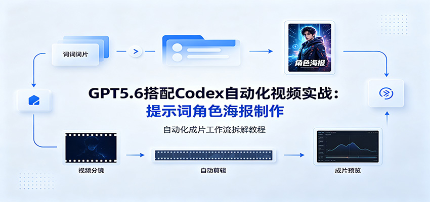 GPT5.6搭配Codex自动化视频实战：提示词角色海报制作，自动化成片工作流拆解教程-网创项目总站