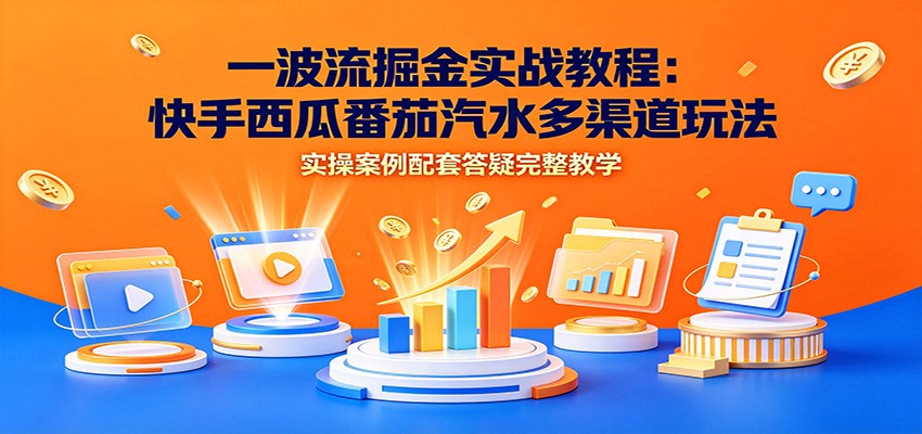 一波流掘金实战教程:快手西瓜番茄汽水多渠道玩法,实操案例配套答疑完整教学-网创项目总站