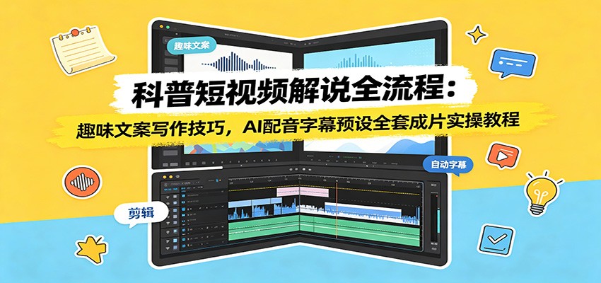 科普短视频解说全流程:趣味文案写作技巧,AI配音字幕预设全套成片实操教程-网创项目总站