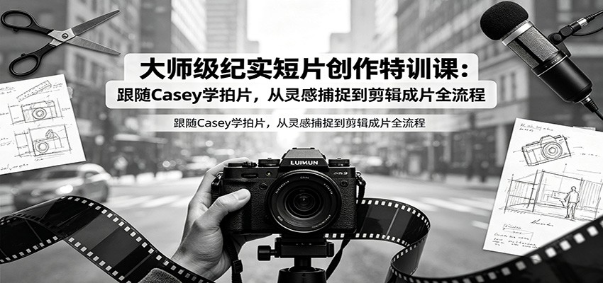 大师级纪实短片创作特训课:跟随Casey学拍片,从灵感捕捉到剪辑成片全流程-网创项目总站