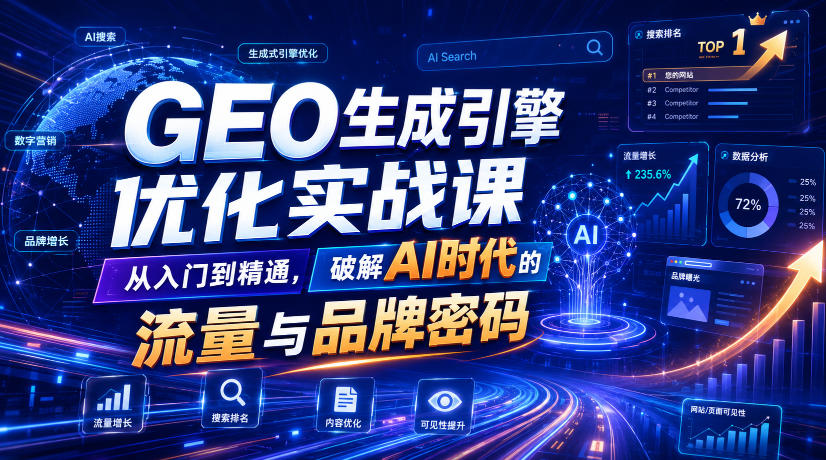 GEO生成引擎优化实战课,从入门到精通,破解AI时代的流量与品牌密码-网创项目总站