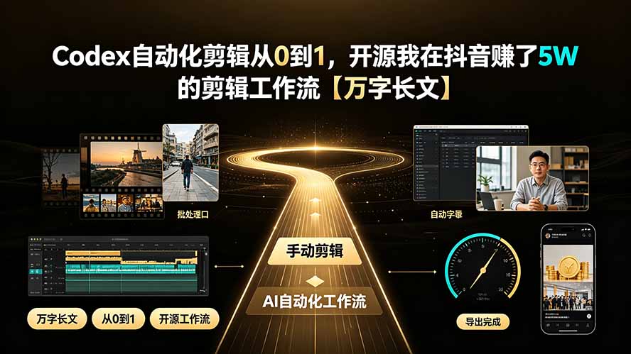Codex自动化剪辑从0到1，开源我在抖音赚了5W 的剪辑工作流【万字长文】-网创项目总站