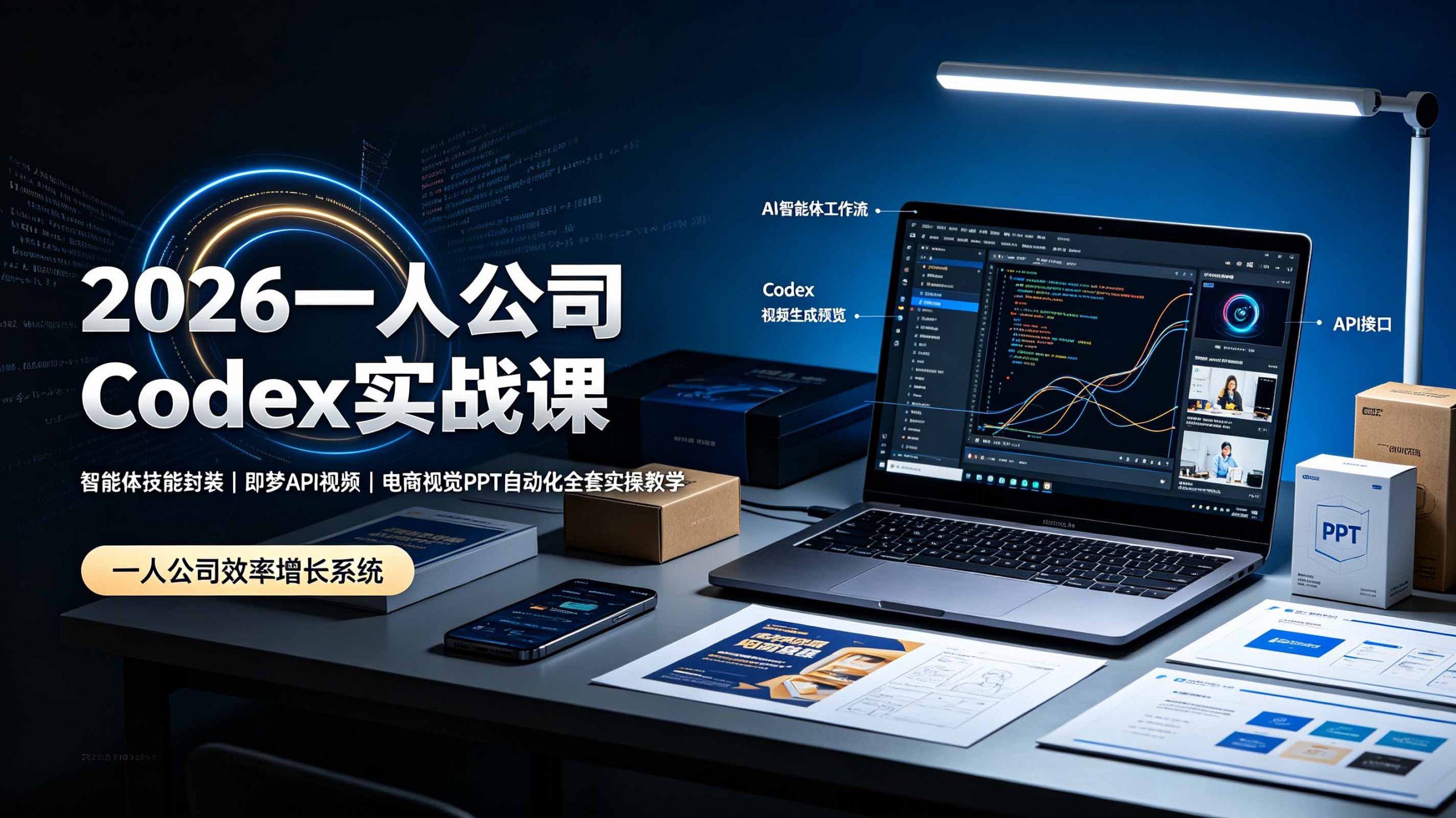 2026一人公司Codex实战课◆智能体技能封装|即梦API视频|电商视觉PPT自动化全套实操教学-网创项目总站