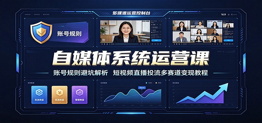 自媒体系统运营课：账号规则避坑解析，短视频直播投流多赛道变现教程-网创项目总站