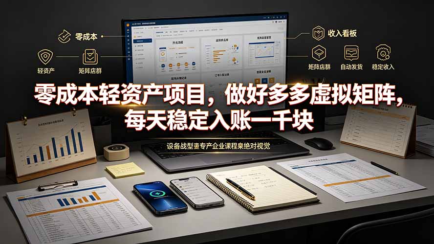 零成本轻资产项目，做好多多虚拟矩阵，每天稳定入账一千块-网创项目总站