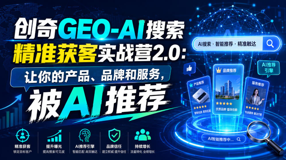 创奇GEO-AI搜索精准获客实战营2.0：让你的产品、品牌和服务，被AI推荐-网创项目总站