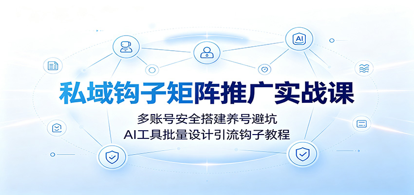 私域钩子矩阵推广实战课：多账号安全搭建养号避坑，AI工具批量设计引流钩子教程-网创项目总站