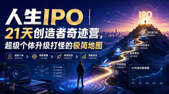 人生IPO︱21天创造者奇迹营，超级个体升级打怪的极简地图-网创项目总站