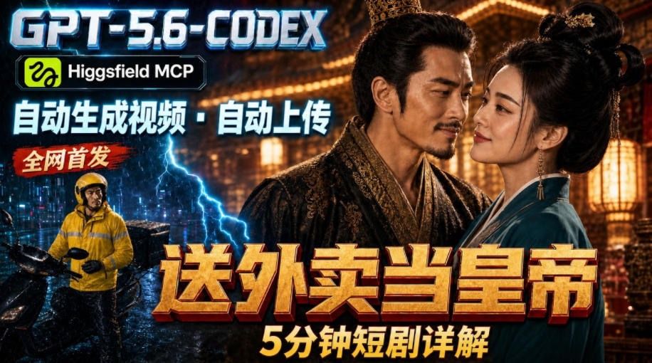 GPT-5.6 Codex+Higgsfield MCP：一条指令生成5分钟短剧并自动上传YouTube(油管)-网创项目总站