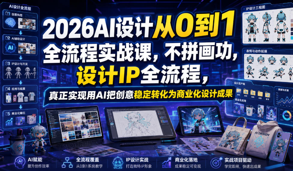 2026AI设计从0到1全流程实战课，不拼画功，设计IP全流程，真正实现用AI把创意稳定转化为商业化设计成果-网创项目总站