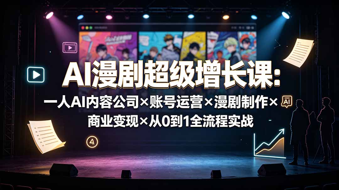 AI漫剧超级增长课：一人AI内容公司×账号运营×漫剧制作×商业变现×从0到1全流程实战-网创项目总站