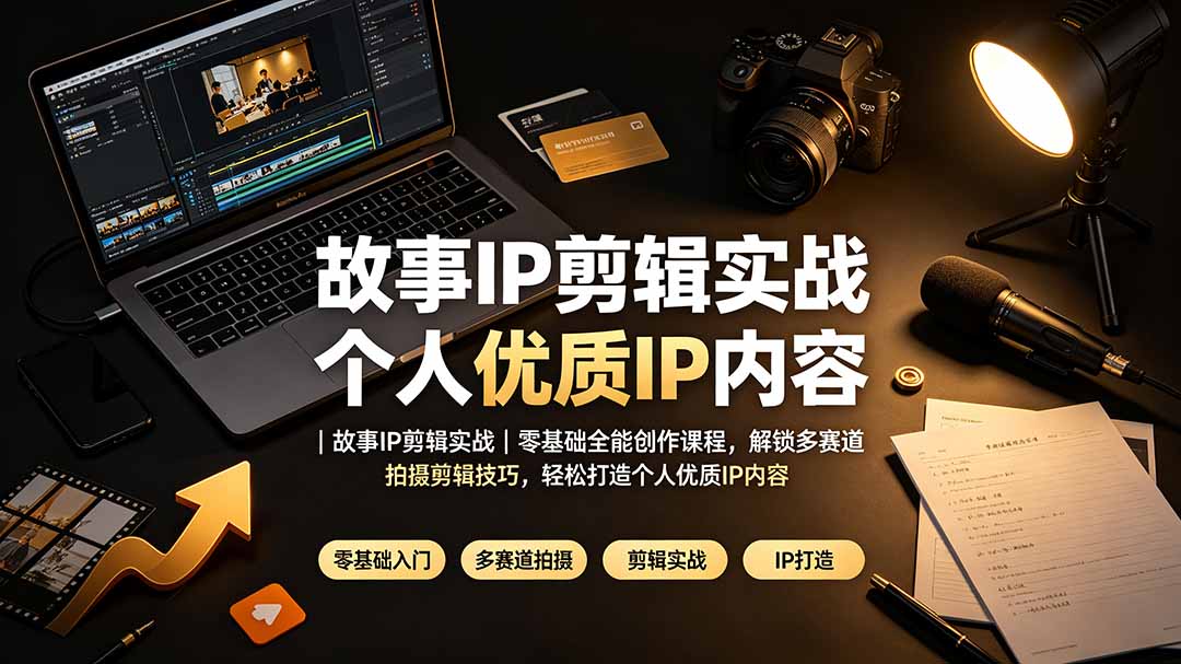 故事IP剪辑实战｜零基础全能创作课程，解锁多赛道拍摄剪辑技巧，轻松打造个人优质IP内容-网创项目总站