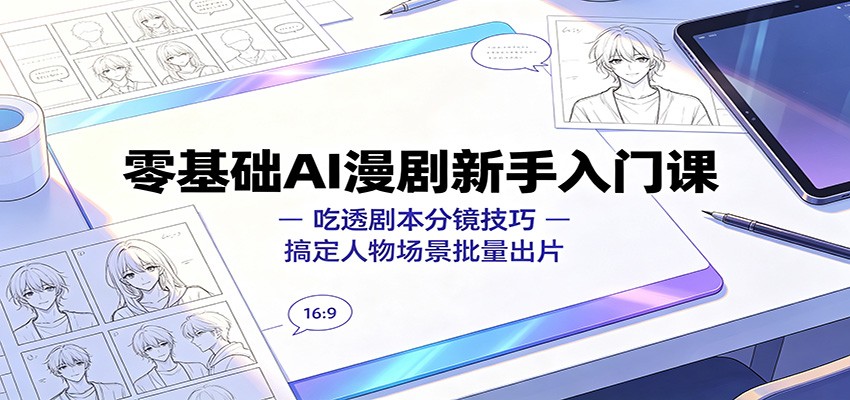 零基础AI漫剧新手入门课：吃透剧本分镜技巧，搞定人物场景批量出片-网创项目总站