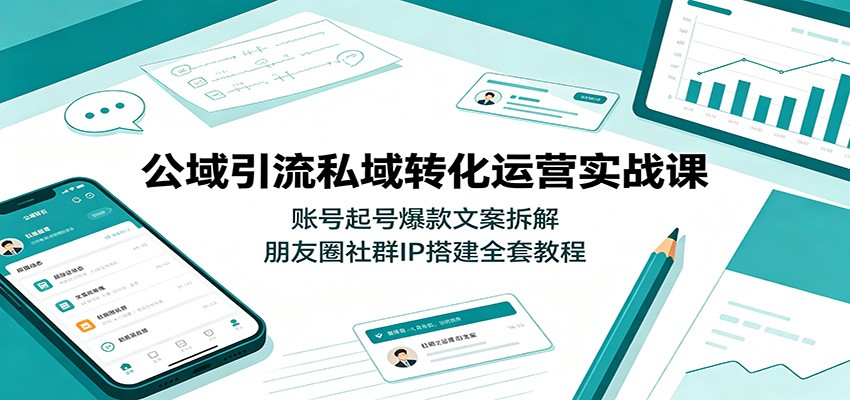 公域引流私域转化运营实战课：账号起号爆款文案拆解，朋友圈社群IP搭建全套教程-网创项目总站