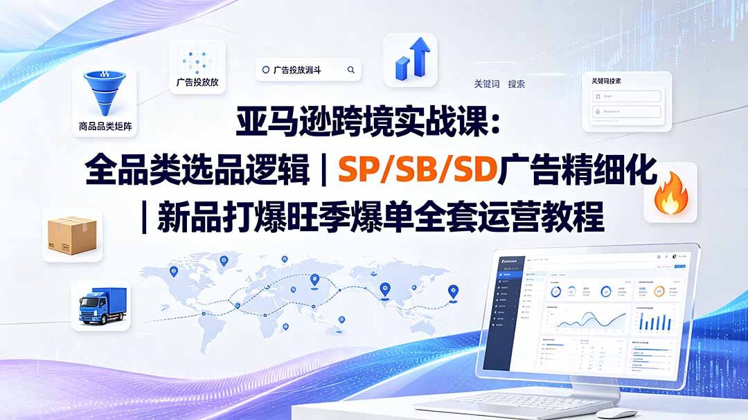 亚马逊跨境实战课-更新：全品类选品逻辑｜SP/SB/SD广告精细化｜新品打爆旺季爆单全套运营教程-网创项目总站