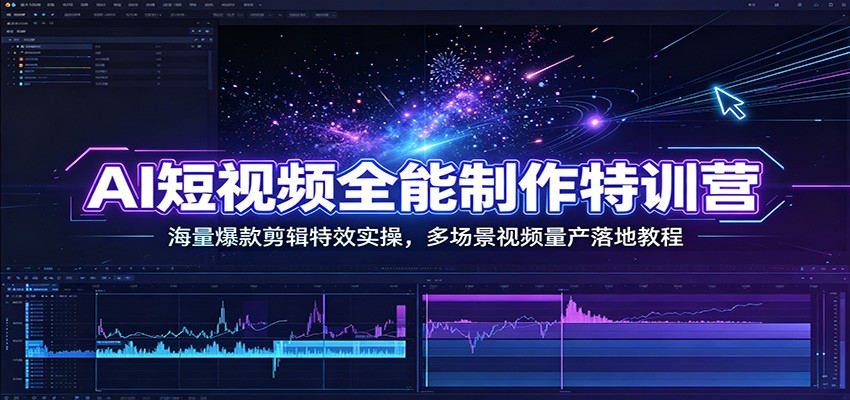 AI短视频全能制作特训营：海量爆款剪辑特效实操，多场景视频量产落地教程-网创项目总站
