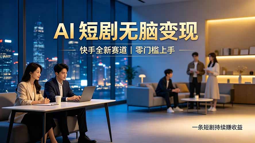别乱找副业了，快手 AI 短剧零门槛长久被动增收-网创项目总站