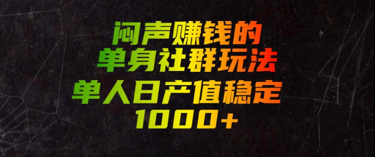 闷声賺钱的单身社群玩法，单人日产值稳定1000+【揭秘】-网创项目总站