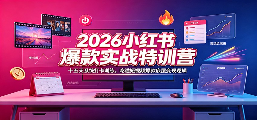 2026小红书爆款实战特训营:十五天系统打卡训练,吃透短视频爆款底层变现逻辑-网创项目总站