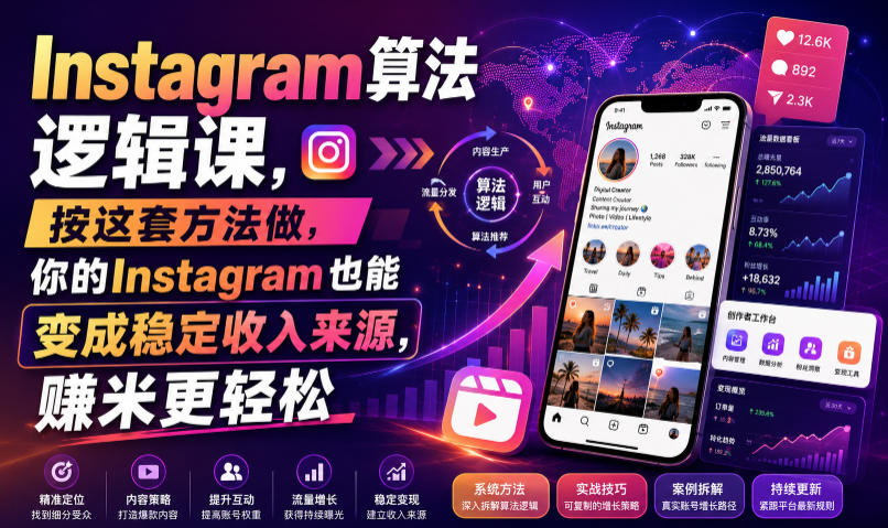 Instagram算法逻辑课,按这套方法做,你的Instagram也能变成稳定收入来源,賺米更轻松【原创双语字幕】-网创项目总站