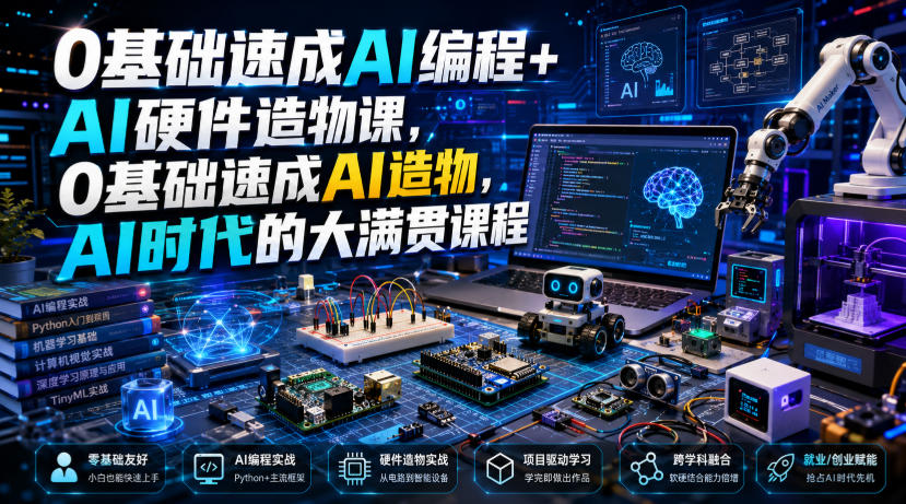 0基础速成AI编程+AI硬件造物课，0基础速成AI造物，AI时代的大满贯课程-网创项目总站