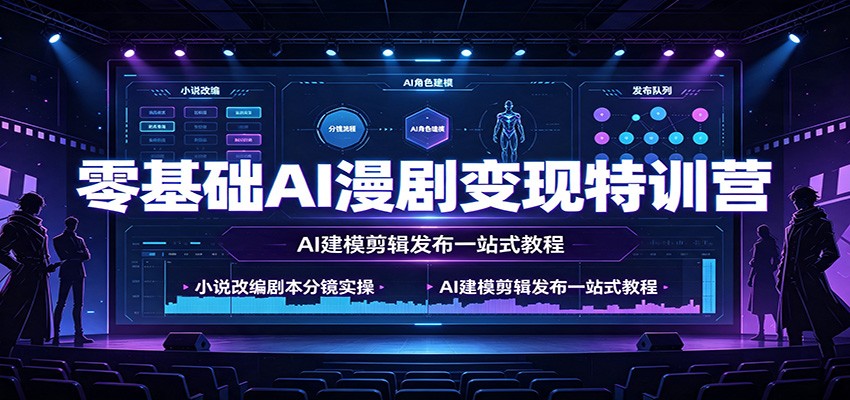 零基础AI漫剧变现特训营：小说改编剧本分镜实操，AI建模剪辑发布一站式教程-网创项目总站